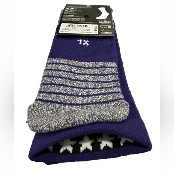 Adidas 5 Star Team Crew Socks 1 Pair Men 12-16 Purple w White Logo Cushioned NEW - Picture 9 of 10